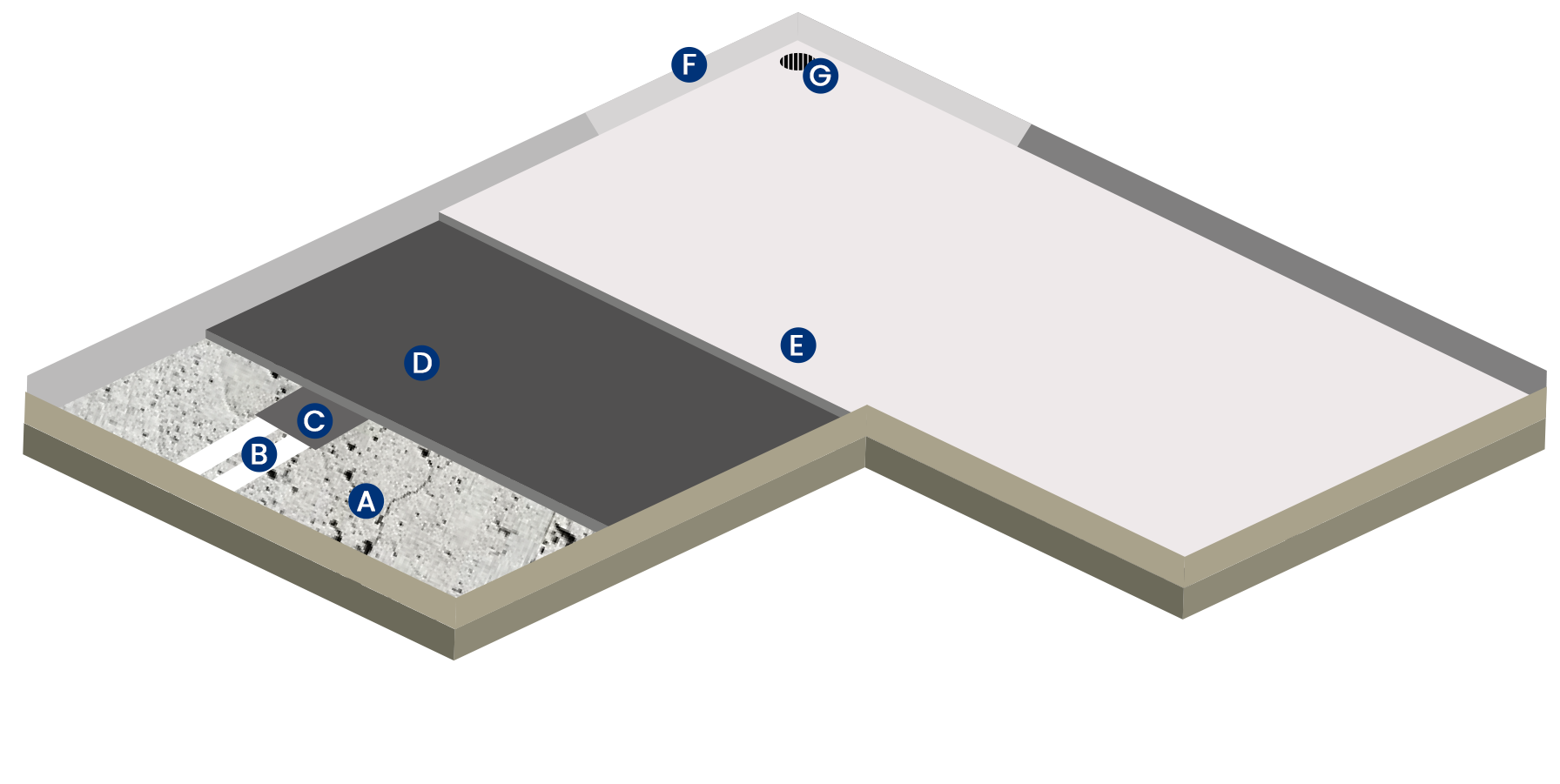 Illustration of waterproofing process with concrete and trees